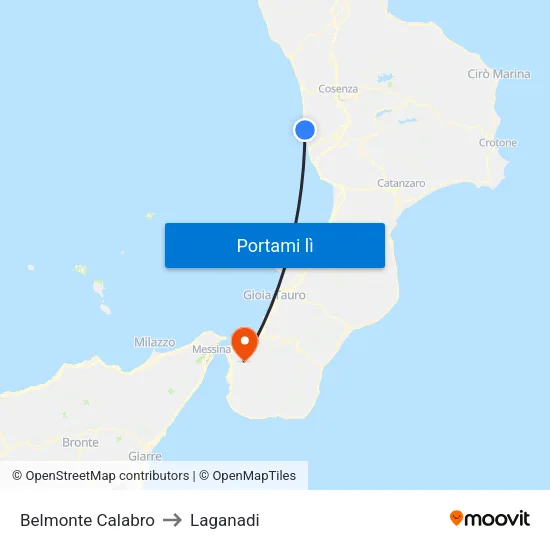 Belmonte Calabro to Laganadi map