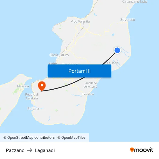 Pazzano to Laganadi map