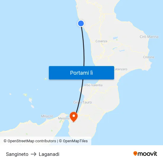 Sangineto to Laganadi map