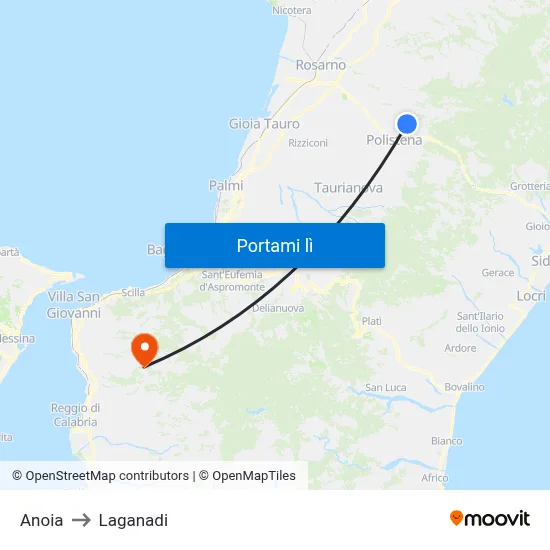 Anoia to Laganadi map