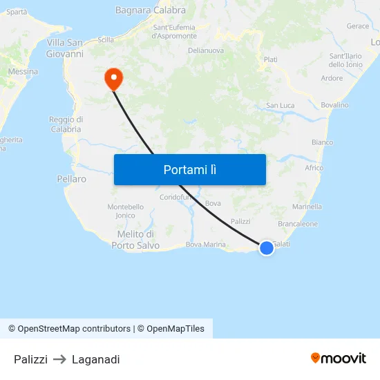 Palizzi to Laganadi map
