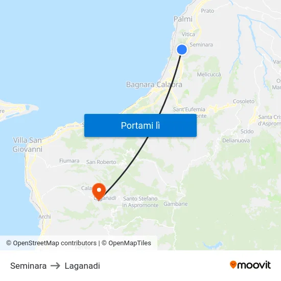 Seminara to Laganadi map