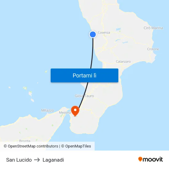 San Lucido to Laganadi map
