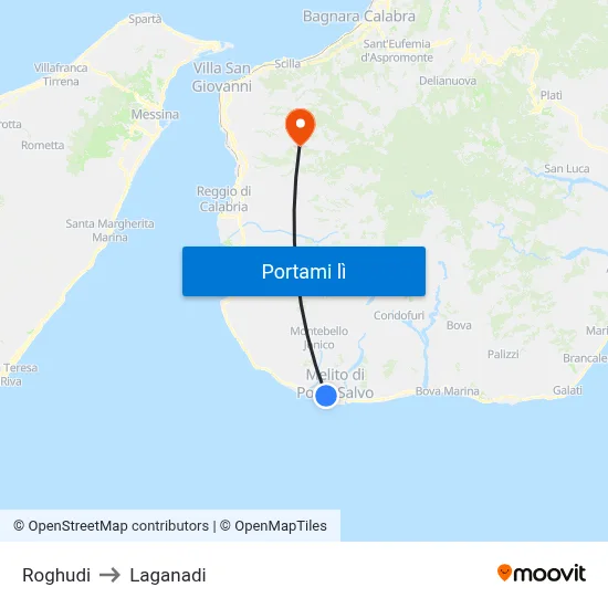 Roghudi to Laganadi map