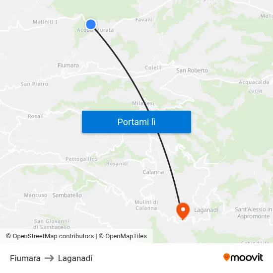 Fiumara to Laganadi map