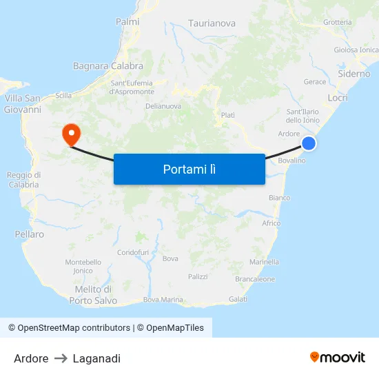 Ardore to Laganadi map