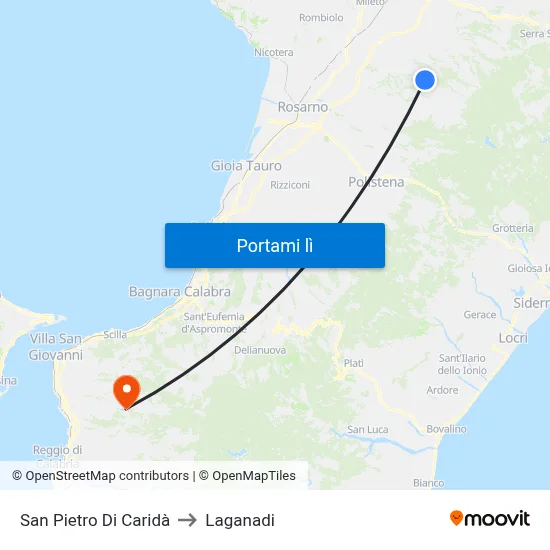 San Pietro Di Caridà to Laganadi map