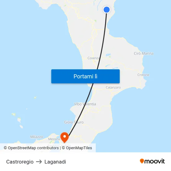 Castroregio to Laganadi map