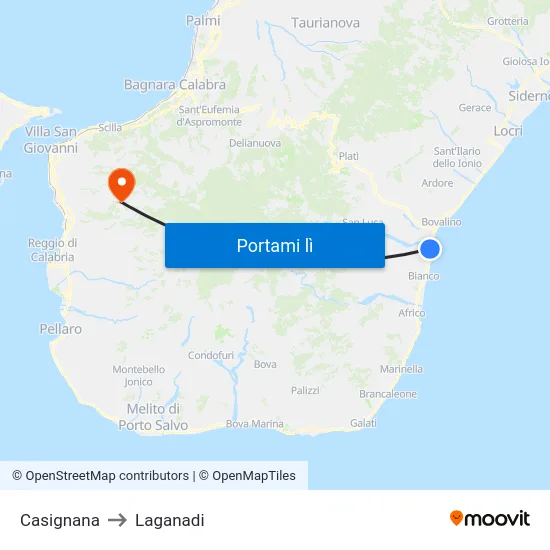 Casignana to Laganadi map