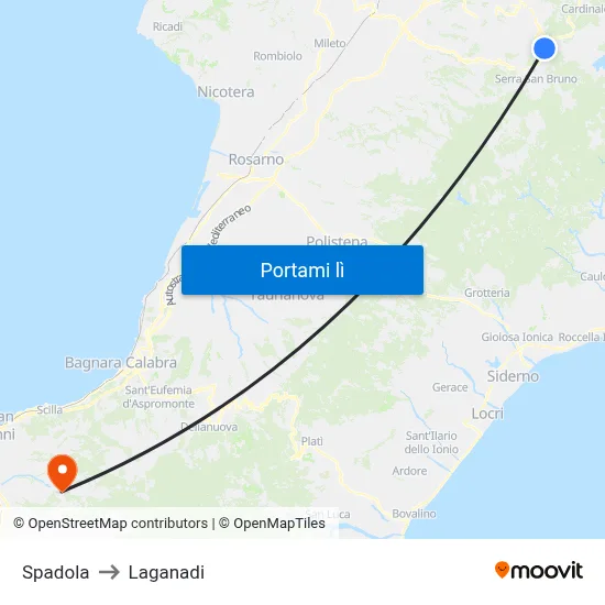 Spadola to Laganadi map