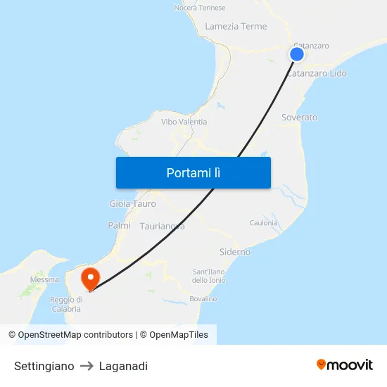 Settingiano to Laganadi map