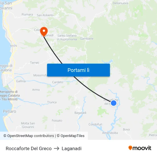 Roccaforte Del Greco to Laganadi map