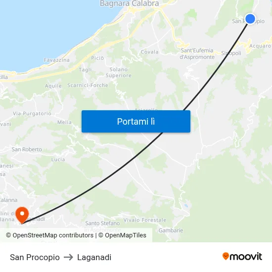 San Procopio to Laganadi map
