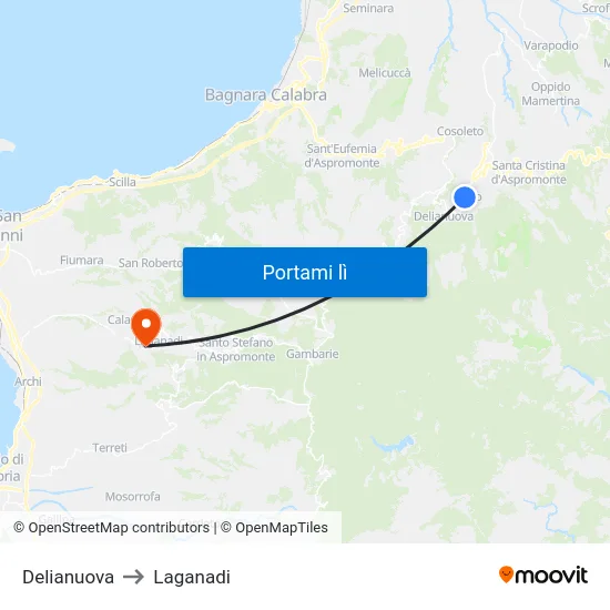 Delianuova to Laganadi map