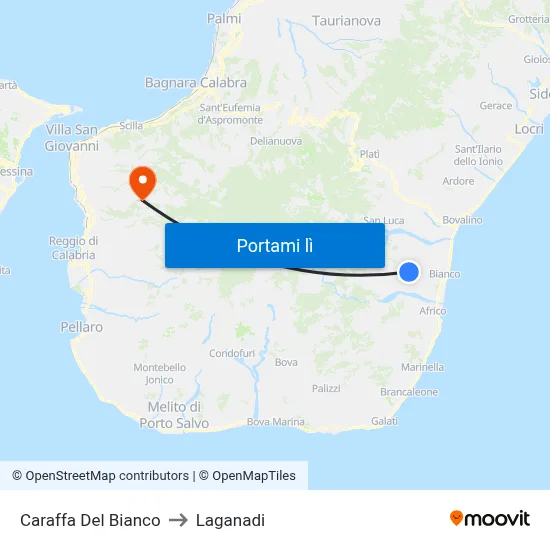 Caraffa Del Bianco to Laganadi map