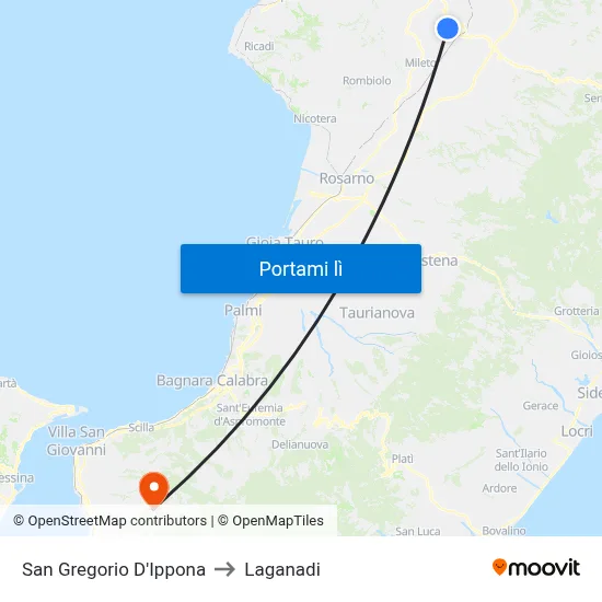 San Gregorio D'Ippona to Laganadi map