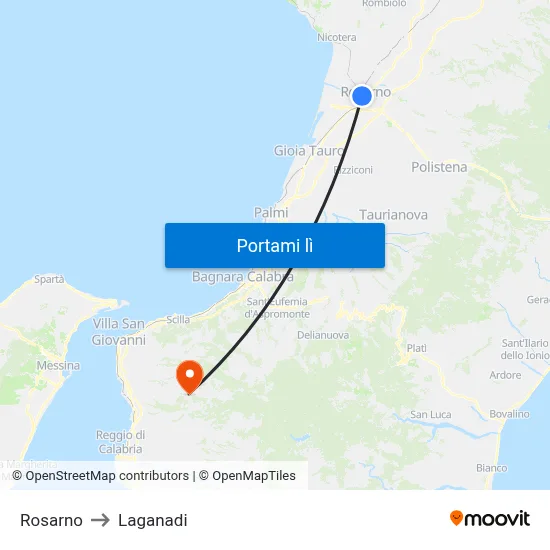Rosarno to Laganadi map
