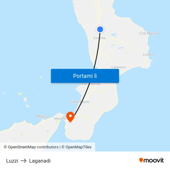 Luzzi to Laganadi map