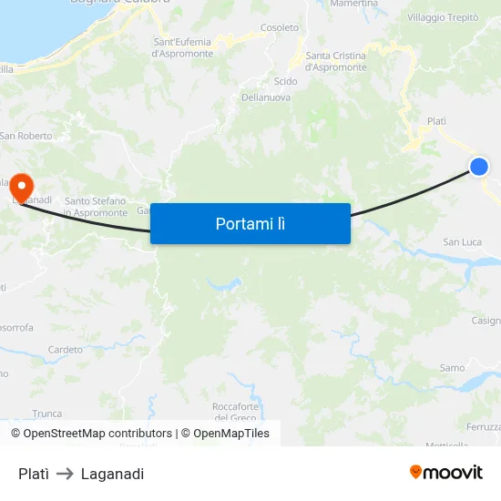 Platì to Laganadi map