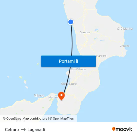 Cetraro to Laganadi map