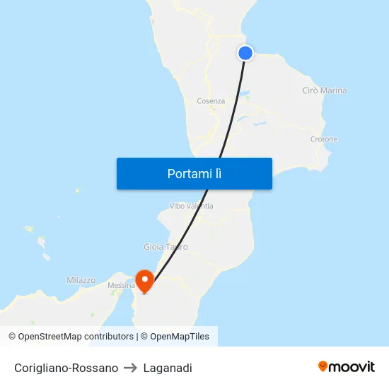 Corigliano-Rossano to Laganadi map