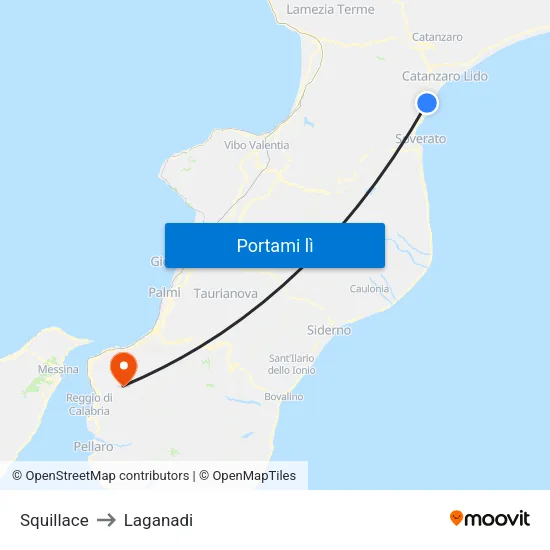 Squillace to Laganadi map