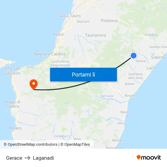 Gerace to Laganadi map