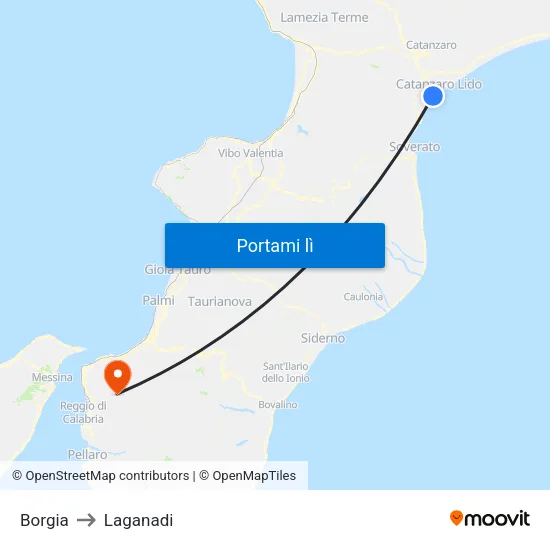 Borgia to Laganadi map