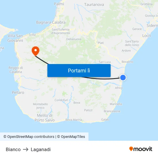 Bianco to Laganadi map