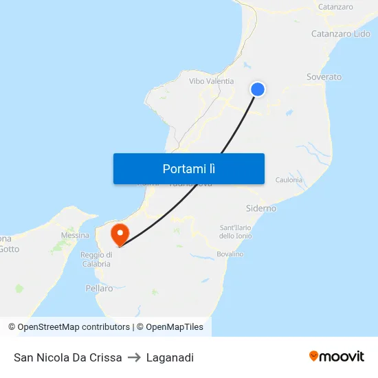 San Nicola Da Crissa to Laganadi map