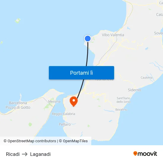 Ricadi to Laganadi map