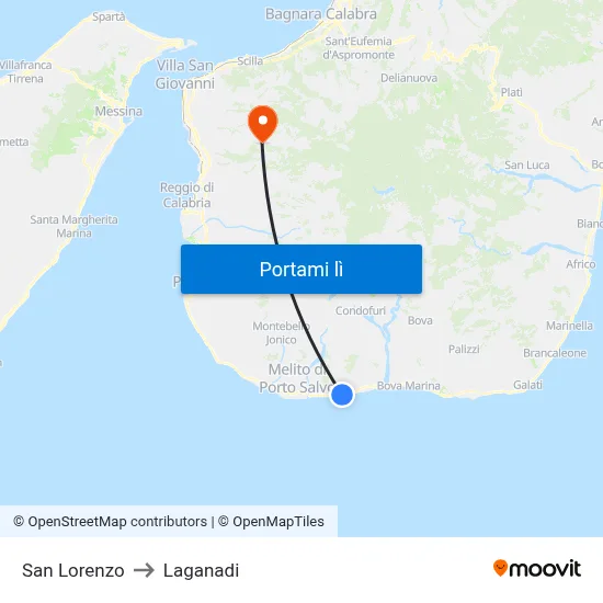 San Lorenzo to Laganadi map