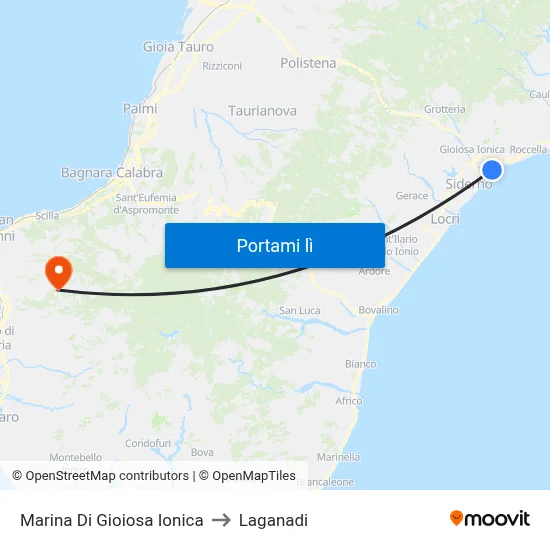 Marina Di Gioiosa Ionica to Laganadi map