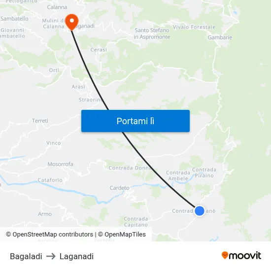 Bagaladi to Laganadi map