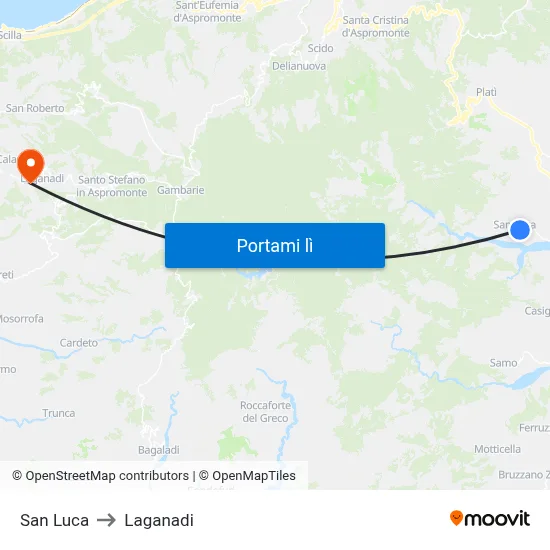 San Luca to Laganadi map