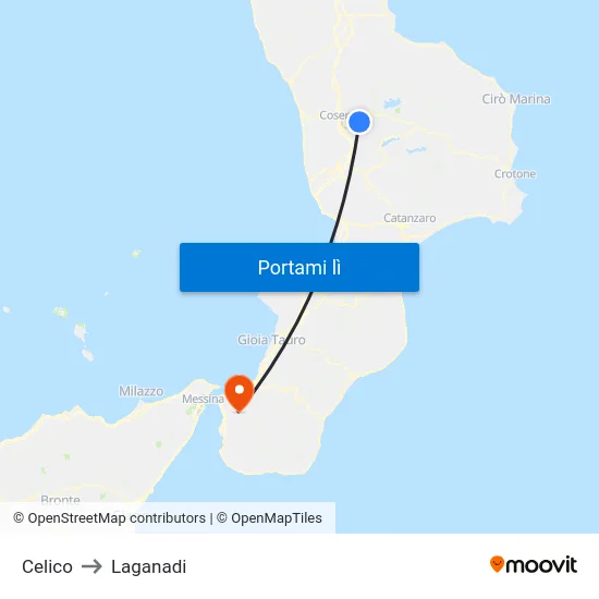 Celico to Laganadi map