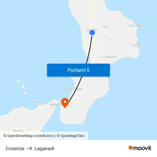 Cosenza to Laganadi map