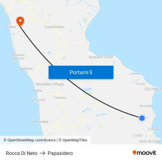 Rocca Di Neto to Papasidero map