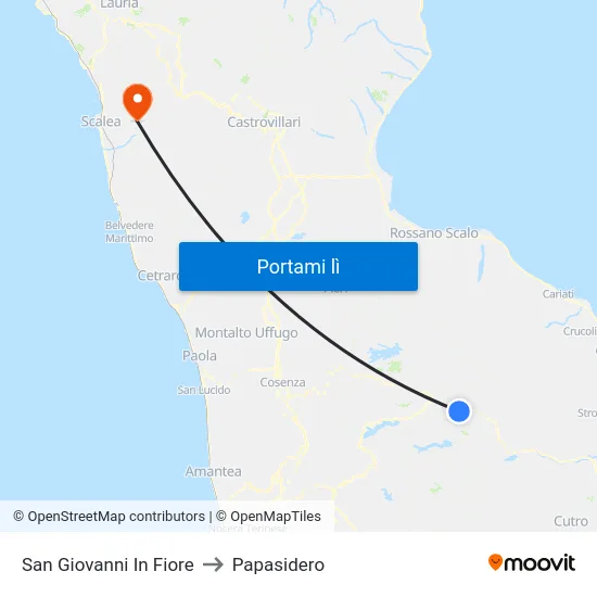 San Giovanni In Fiore to Papasidero map