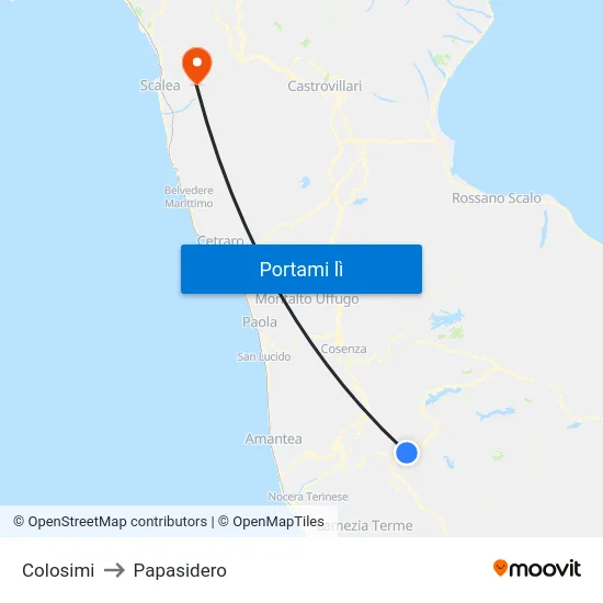 Colosimi to Papasidero map