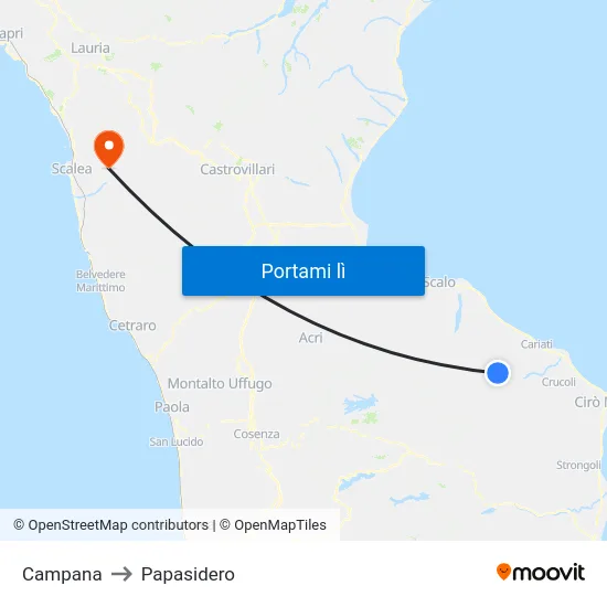 Campana to Papasidero map