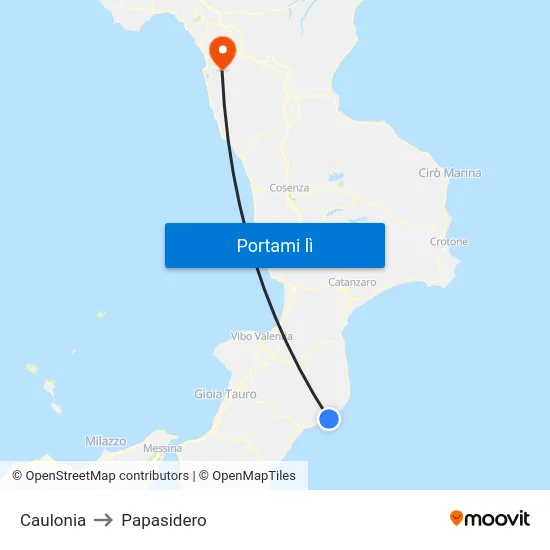 Caulonia to Papasidero map