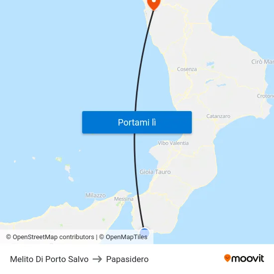 Melito Di Porto Salvo to Papasidero map