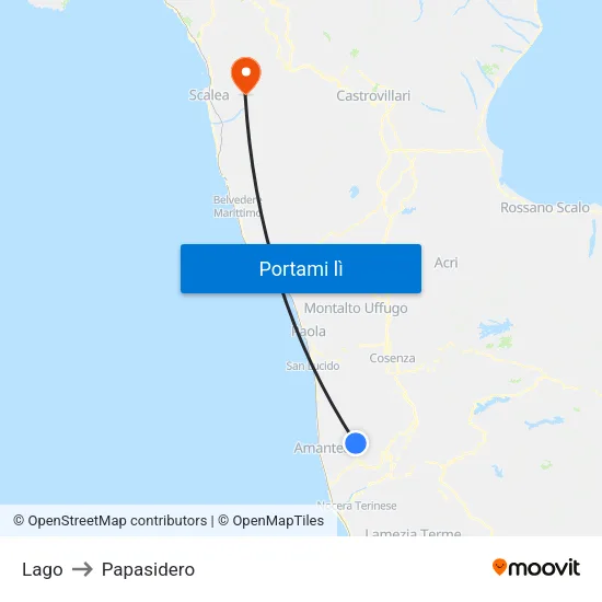 Lago to Papasidero map