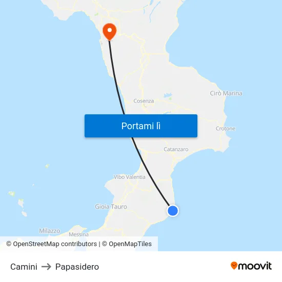 Camini to Papasidero map