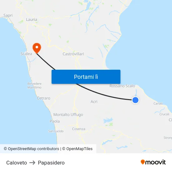 Caloveto to Papasidero map