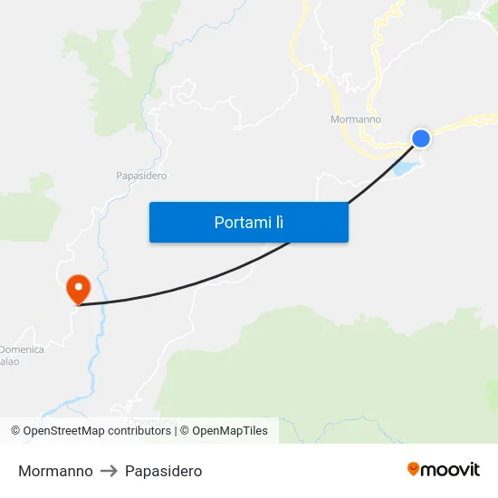 Mormanno to Papasidero map