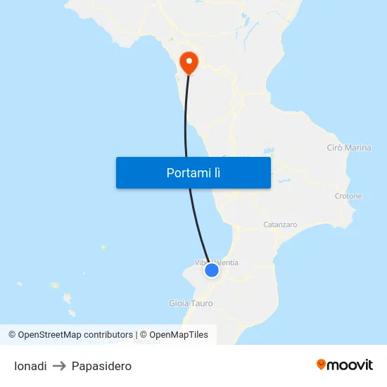 Ionadi to Papasidero map