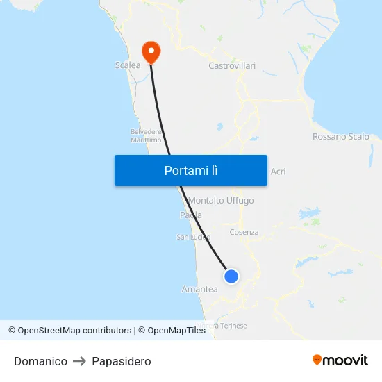 Domanico to Papasidero map