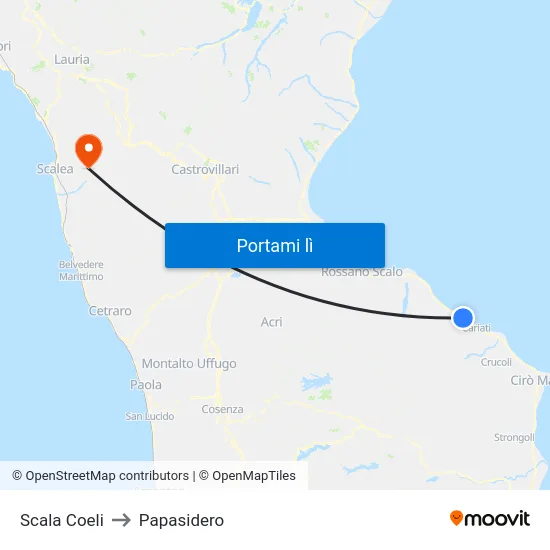 Scala Coeli to Papasidero map